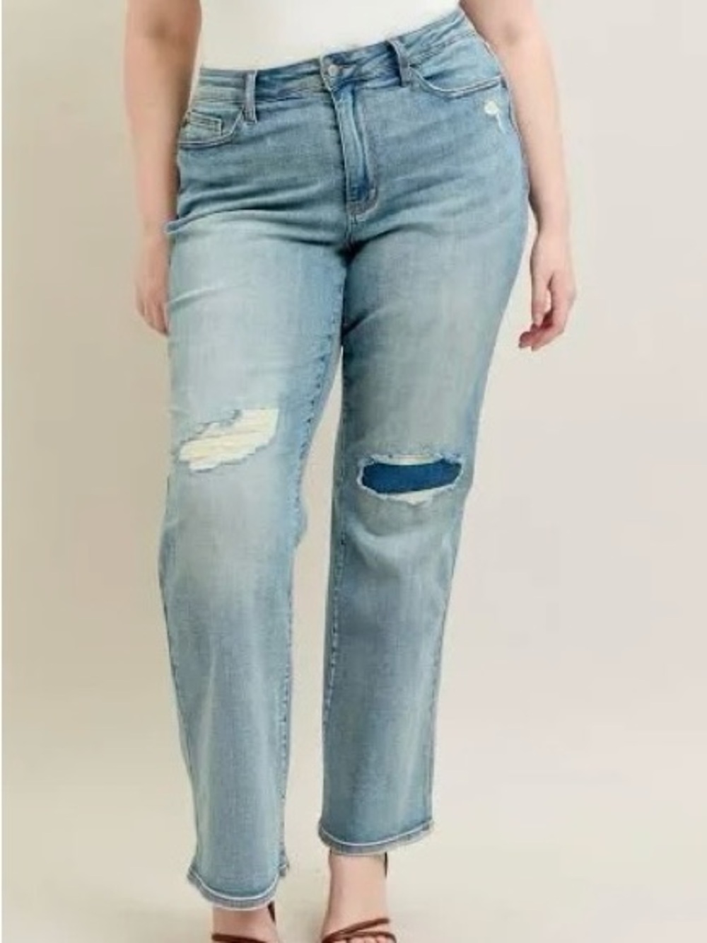 Judy Blue Straight Fit Jeans Women’s 18W High Waist and Knee Patch Medium 88928